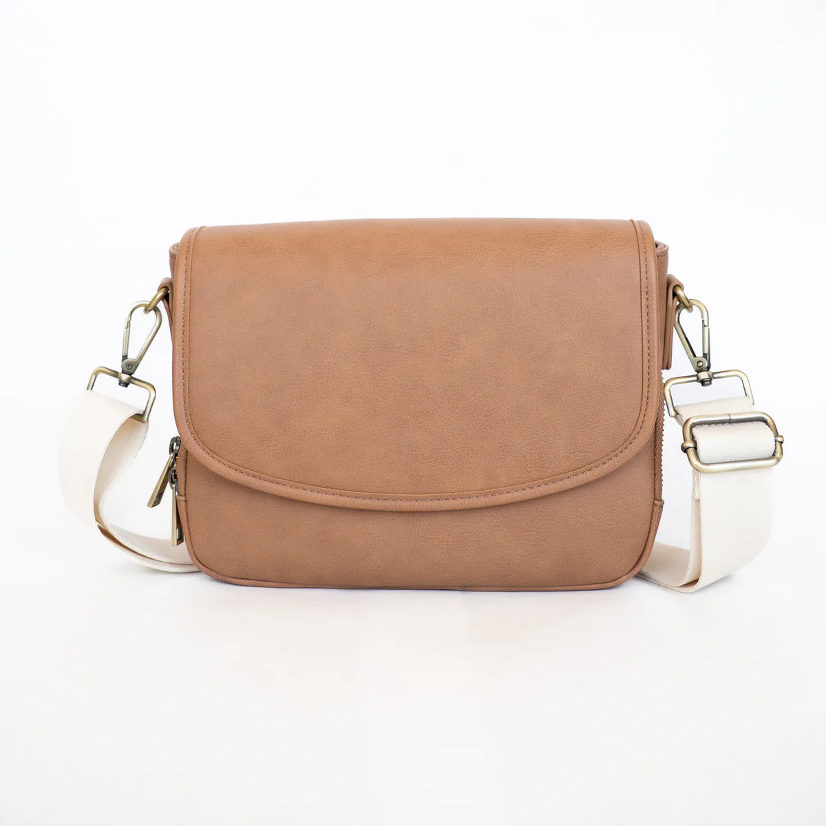 Ellie Crossbody | Vegan Leather Bag | Saddle | Pink Cove