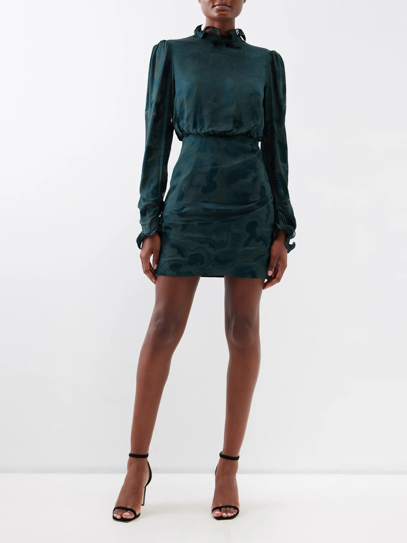 Rina B ruffled satin-jacquard mini dress | Saloni | Matches (US)