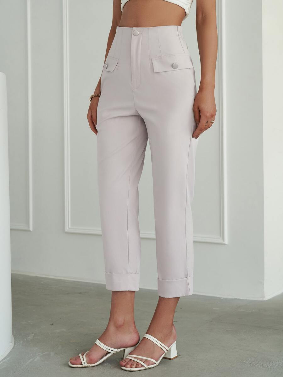 Sollinarry High Waist Roll Up Hem Pants SKU: sw2208303803393983(3 Reviews)$8.49AddThis Sharing Bu... | SHEIN