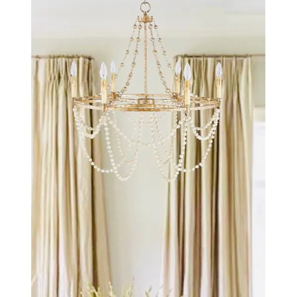 6-Light Wagon Wheel chandelier in gold and silver leaf | Bed Bath & Beyond