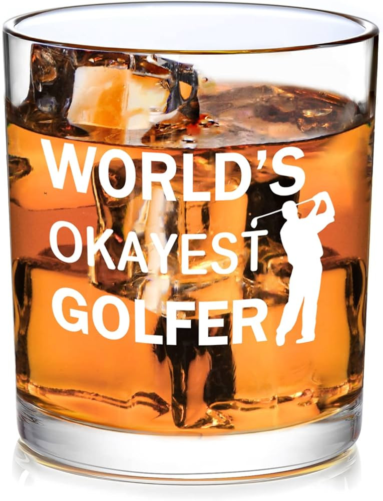 Futtumy Golf Gifts for Men, World’s Okayest Golfer Whiskey Glass for Fathers Day Christmas Birt... | Amazon (US)