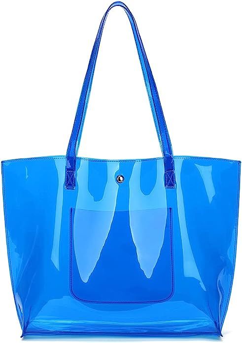 Women's Clear PVC Tote Bag Shoulder Handbag from Dreubea, Big Capacity Purse | Amazon (US)
