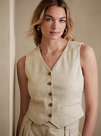 Linen-Cotton Herringbone Vest | Banana Republic Factory