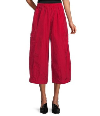 Pasha Memory Crunch Elastic Waist Wide Leg Pants | Dillard's