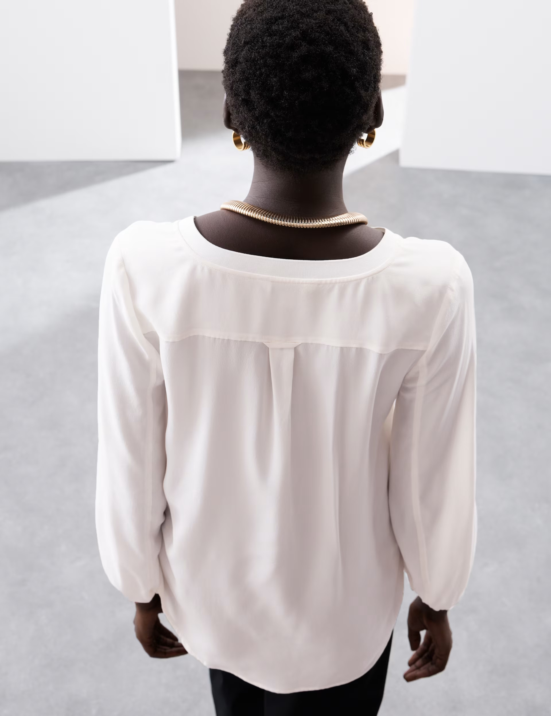 Pure Silk V-Neck Popover Blouse | Marks & Spencer (UK)