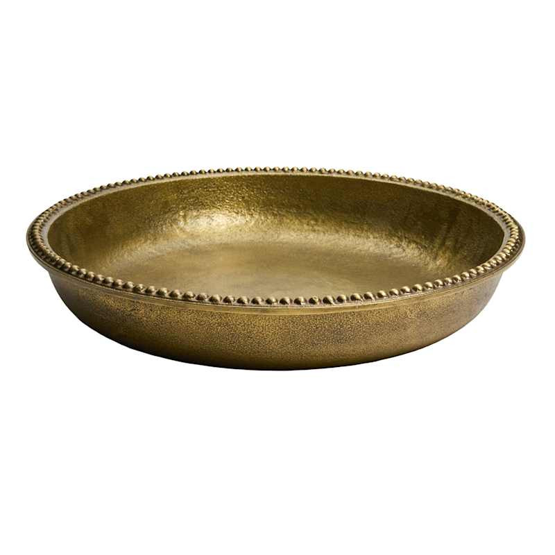 Antique Brass Cast Bowl with Ball Chain Trim, 16" | At Home