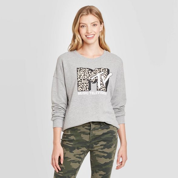 Women's MTV Leopard Graphic Sweatshirt - Gray | Target