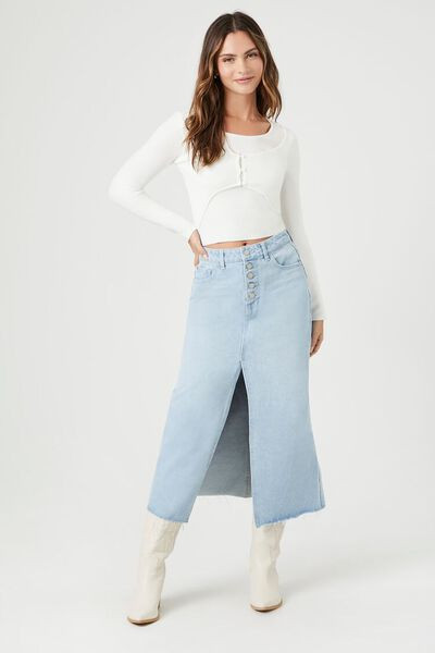 Split-Front Denim Maxi Skirt | Forever 21
