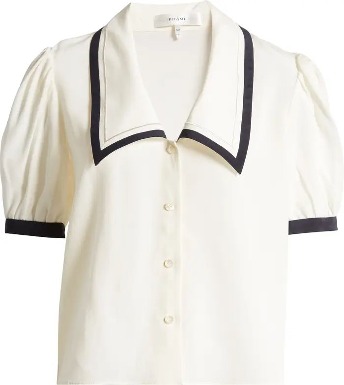 FRAME Sailor Puff Sleeve Silk Button-Up Shirt | Nordstrom | Nordstrom