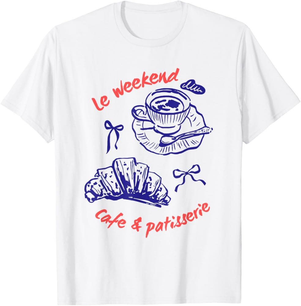 Le weekend le croissant coffee Cafe et Patisserie T-Shirt | Amazon (US)