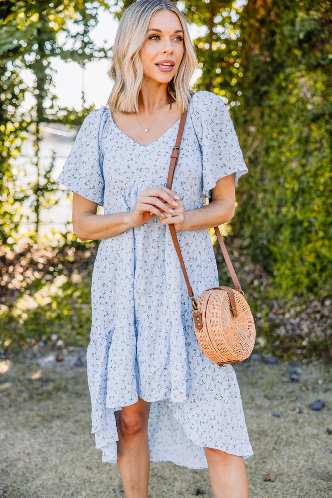 Friendly Reminder Sky Blue Ditsy Floral Midi Dress | The Mint Julep Boutique