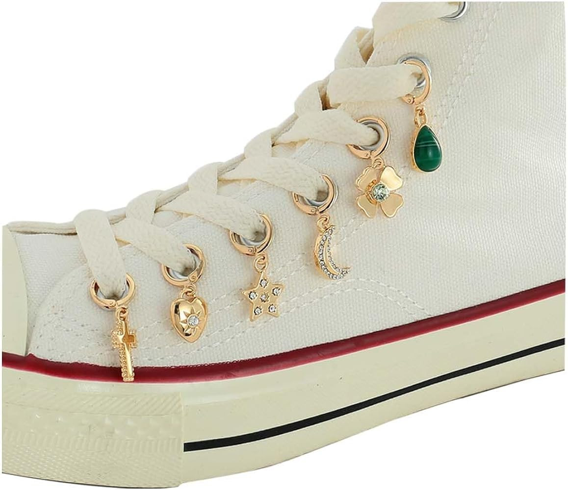 Shoe Charms for Sneakers 6 Pack 18K Gold Shoelace Clips and Charms Shoelace Clips Accessories for... | Amazon (US)