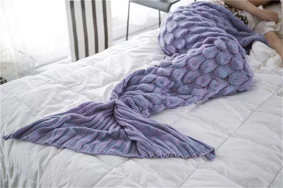 Dreamy Violet Purple Mermaid Tail Blanket Scales Throw Blanket | Etsy | Etsy (US)