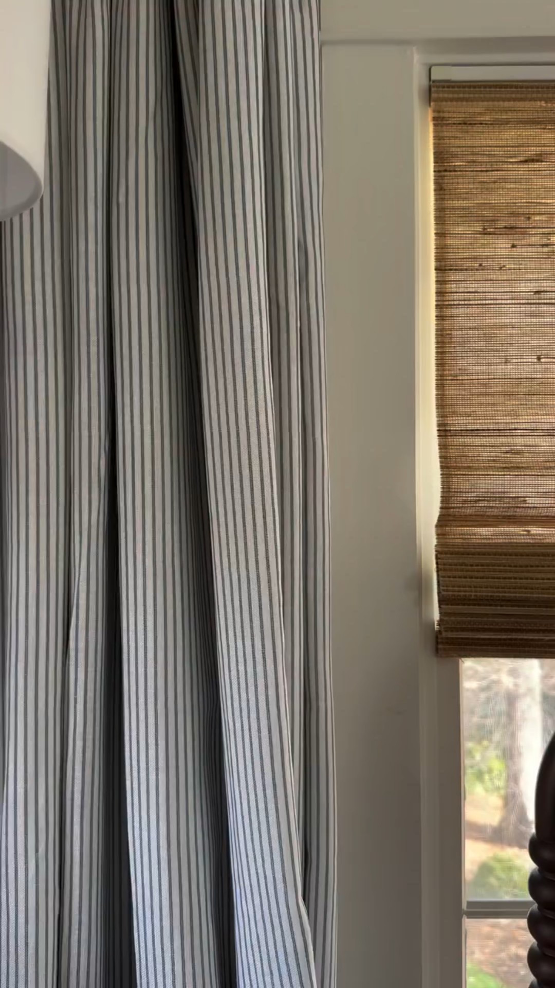 BIG SALE! This is the winning window treatment combination. The timeless stripe and woven shade (with blackout options, might I add!) give that highly designed feel, for low effort. They are currently part of the up to 65% off sitewide sale with code MEG 🤍 Comment SHOP for links to both! 

#classichomedecor #windowtreatment #traditionalhome #primarybedroom #coastalcottage