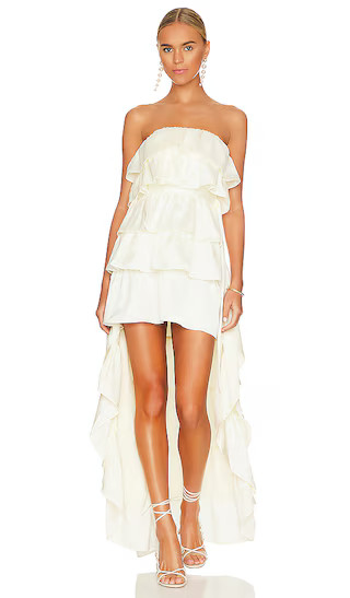 Tiered Ruffle High Low Dress in Whisper White | Revolve Clothing (Global)
