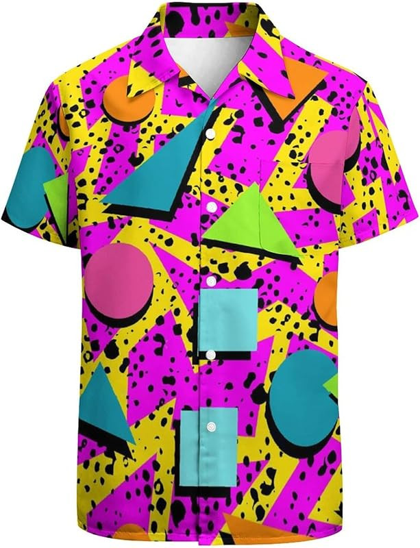 80s Shirts for Men 90s Shirts 80s 90s Hawaiian Shirt Funny Summer 90s Party Shirt Retro Button Up... | Amazon (US)