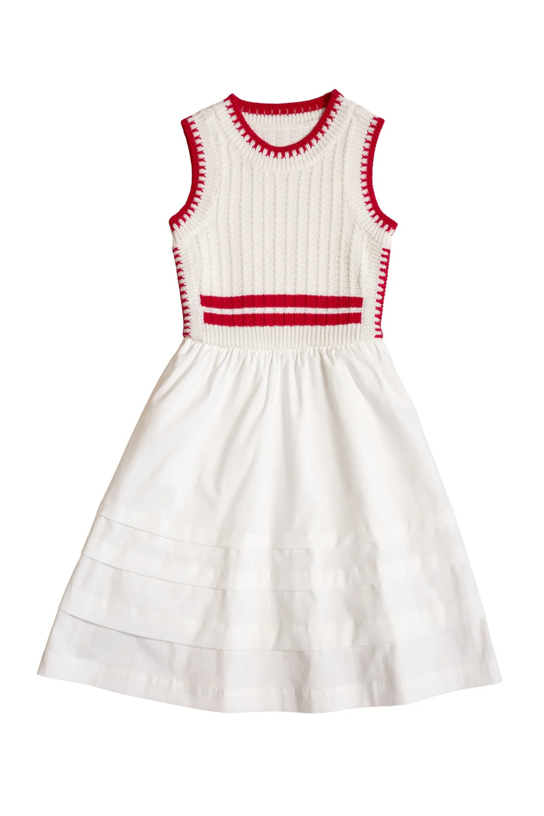 Mini Lisbon Dress in Ivory & Firework Red | Ivy City Co
