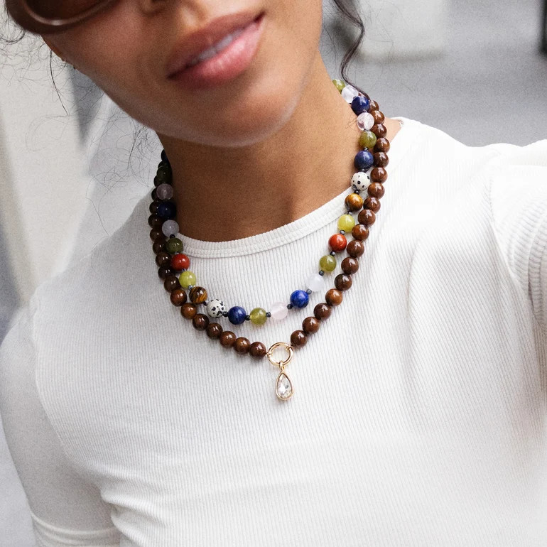 Janette Beaded Ring Necklace - Tiger's Eye | BaubleBar