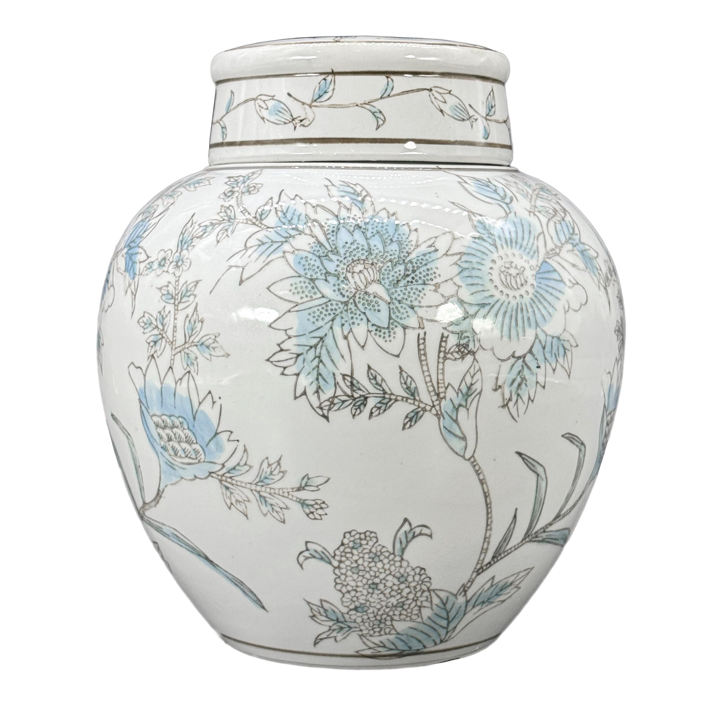 Galt International White & Blue Flower Chinoiserie Round Ginger Jar 10" with Lid - Ginger Jar, De... | Amazon (US)