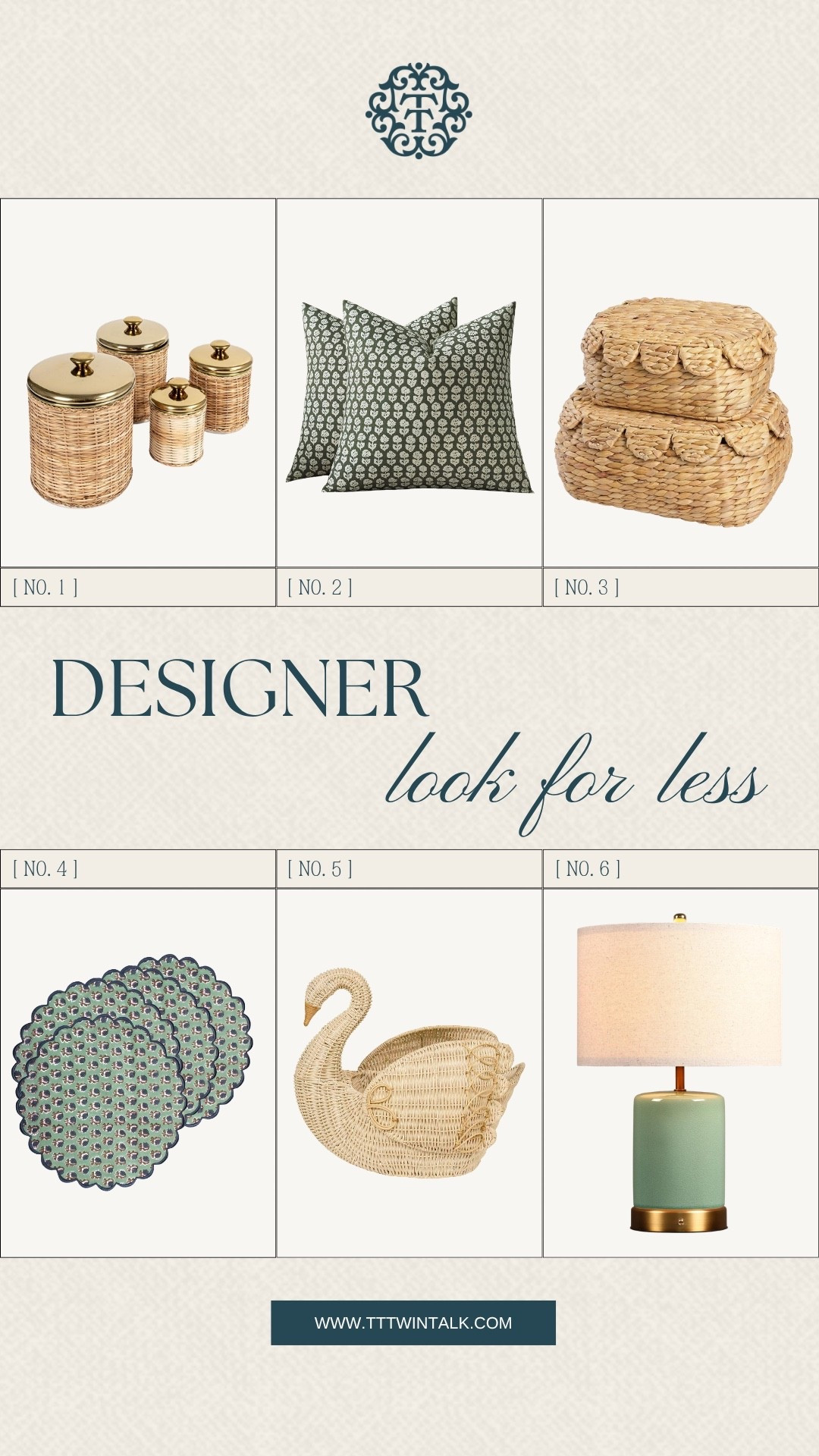 T+T, designer look for less! This roundup has such a pretty mix of woven texture, soft green details, and classic home accents. The canisters, patterned pillows, swan basket, and green lamp would be so cute for adding a fresh summer touch to your kitchen, shelves, or living room.

#LTKSeasonal #LTKOver40 #LTKHome
