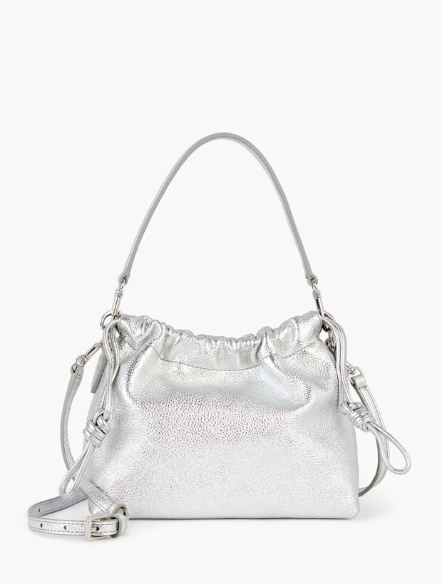 Metallic Leather Drawstring Crossbody Bag | Talbots