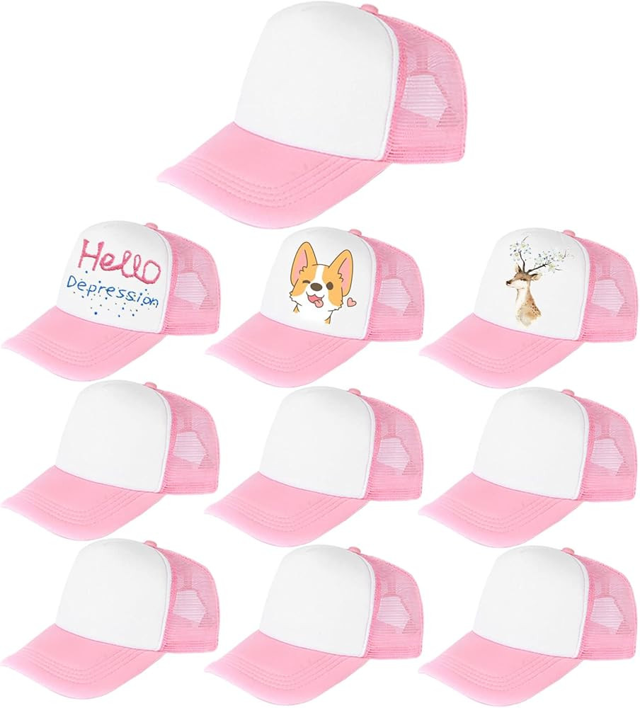 10 Pack Kids Trucker Hats Boys Girls Colorful Baseball Hats Adjustable Sublimation Blank Mesh Pla... | Amazon (US)
