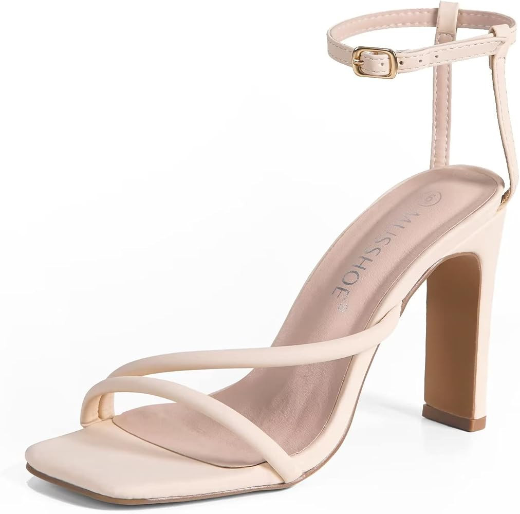 Women's Chunky Heeled Sandals Open Toe Ankle Strap Women's High Heel Sandals | Amazon (US)