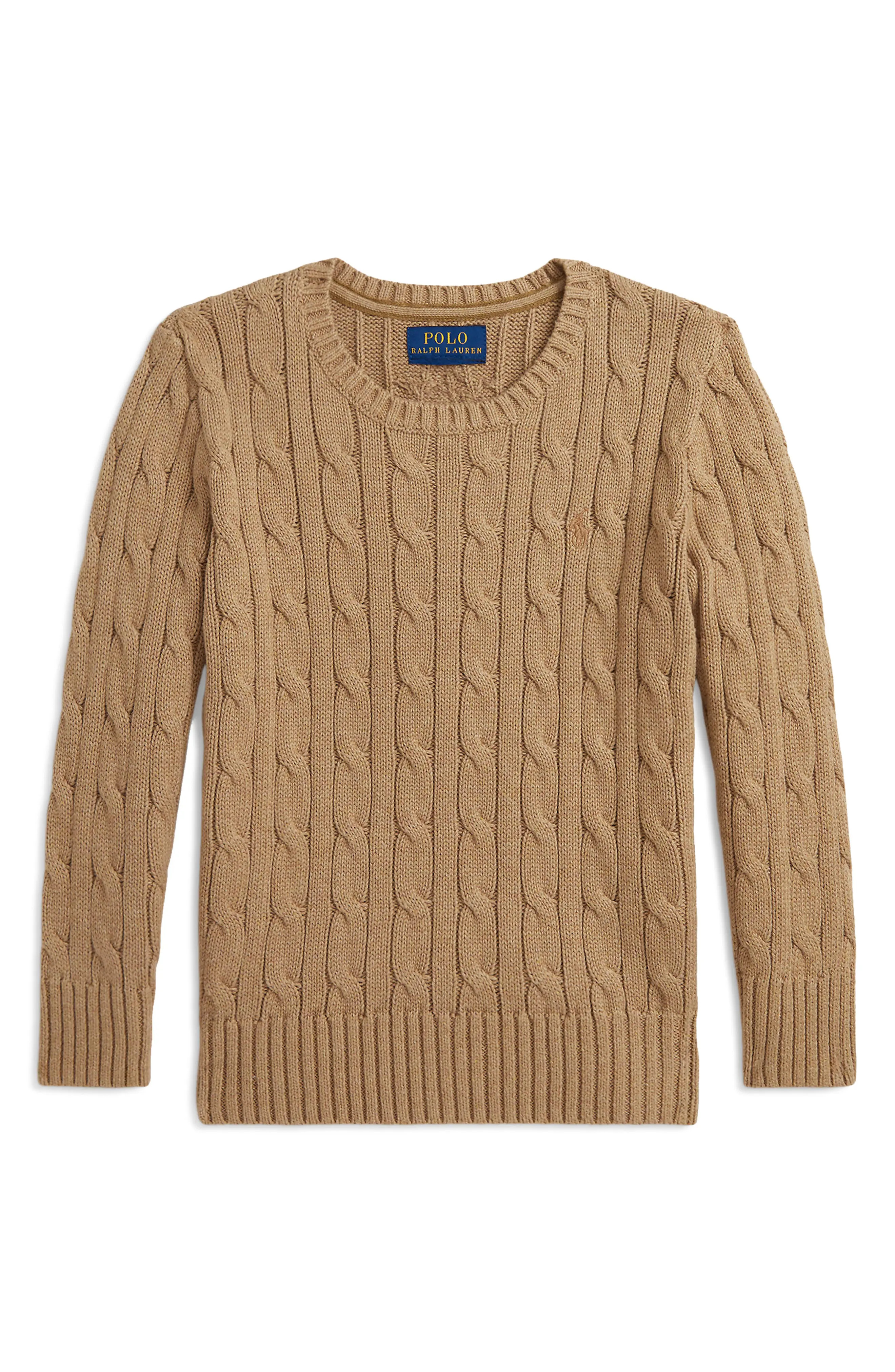 Polo Ralph Lauren Kids' Cable Knit Combed Cotton Sweater | Nordstrom | Nordstrom