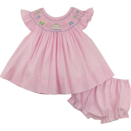 Pink Smocked Birthday Diaper Set | Cecil and Lou