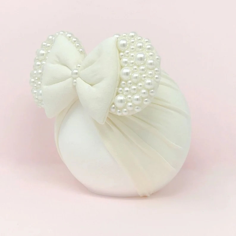 Eloise || Minnie Ears Headwrap || Pearl Minnie Ears || Minnie Ears turban || Disney Ears for babi... | Etsy (US)