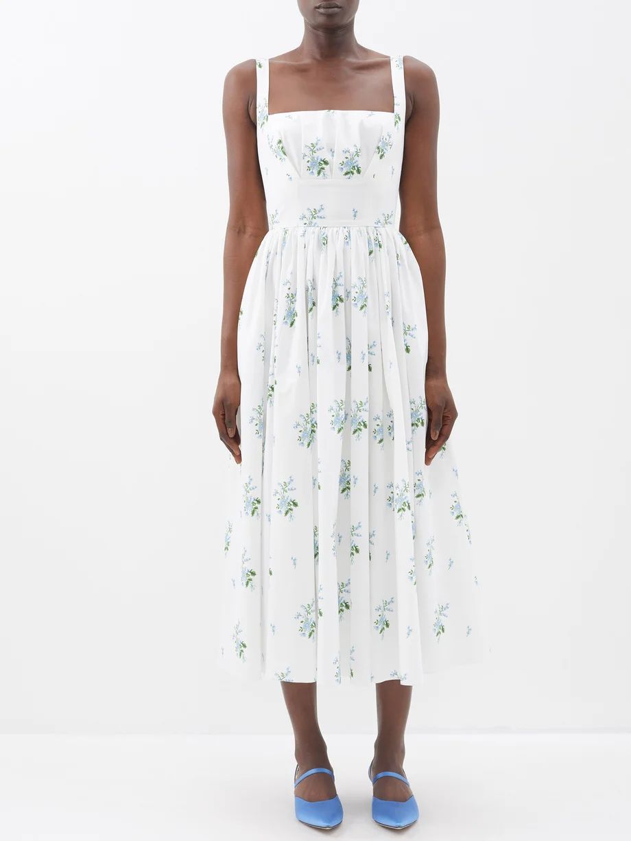 Terry floral-print cotton-poplin midi dress | Matches (UK)