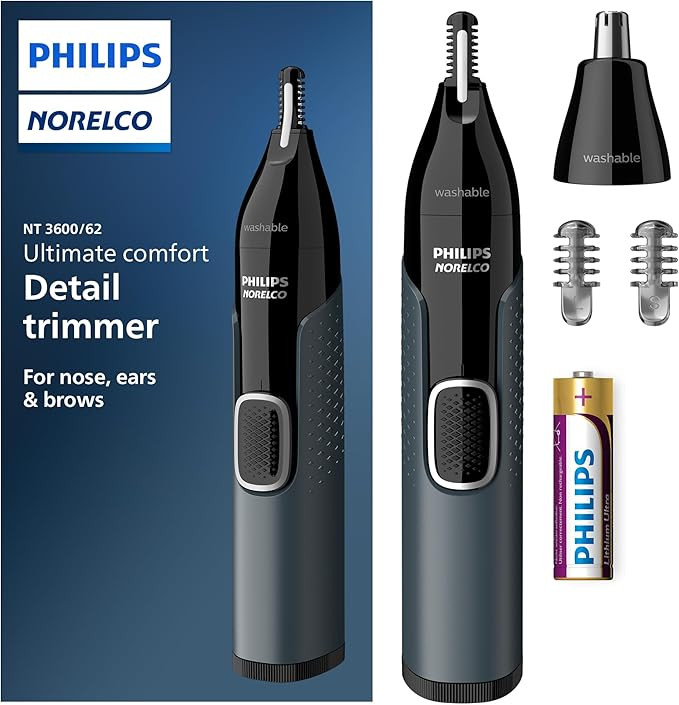 Philips Norelco Nose Trimmer 3000, for Nose, Ears Eyebrows, NT3600/62 | Amazon (US)