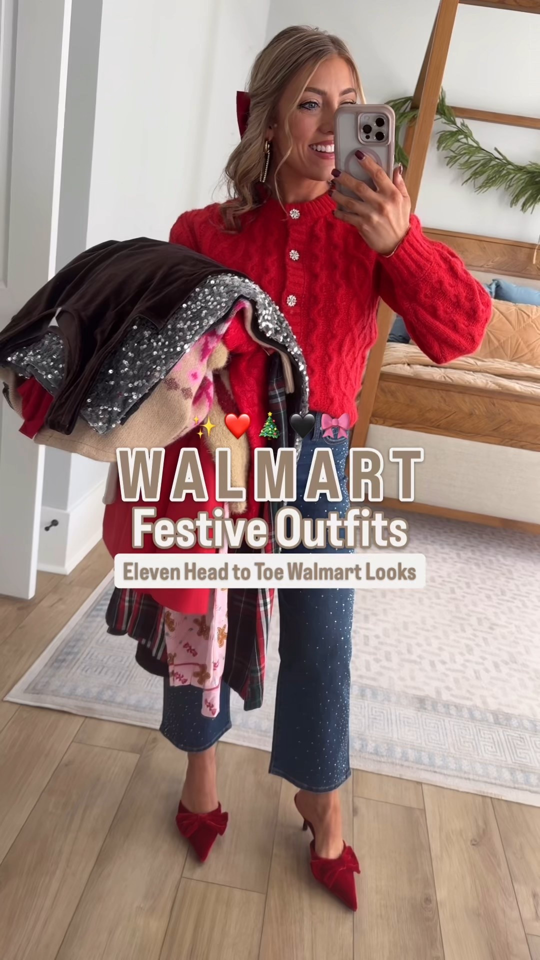 Holiday magic meets Walmart fashion ✨🎄 I rounded up a full head-to-toe festive try-on, and every single outfit is Walmart… and SO good. From classic Christmas red dresses to sparkly skirts, cozy bow sweaters, velvet moments, statement coats, elevated basics, and the cutest holiday pajamas — Walmart seriously understood the assignment this season.

Whether you need a Christmas party outfit, something chic for holiday date night, cozy glam for Christmas morning, or a festive everyday look, these pieces are beautiful quality at the best price points. So many designer-inspired textures too: velvet, sequins, faux fur, cable knits, pearl details, embellished denim — all the elevated trends without the elevated price.

If you’re building your holiday wardrobe, don’t sleep on these Walmart finds. Festive, affordable, comfortable, and so easy to mix and match through the entire season. 🎁❤️

#walmartfashion #walmartfinds #holidayoutfits #festivestyle #christmasoutfits #christmasfashion #holidaywardrobe #holidaystyle #ltkholiday #ltkseasonal #ltkfashion #affordablefashion #budgetstyle #holidayinsporation #winteroutfits #festivefashion #sequinskirt #velvetdress #christmaspjs #holidaytryon #walmarthaul