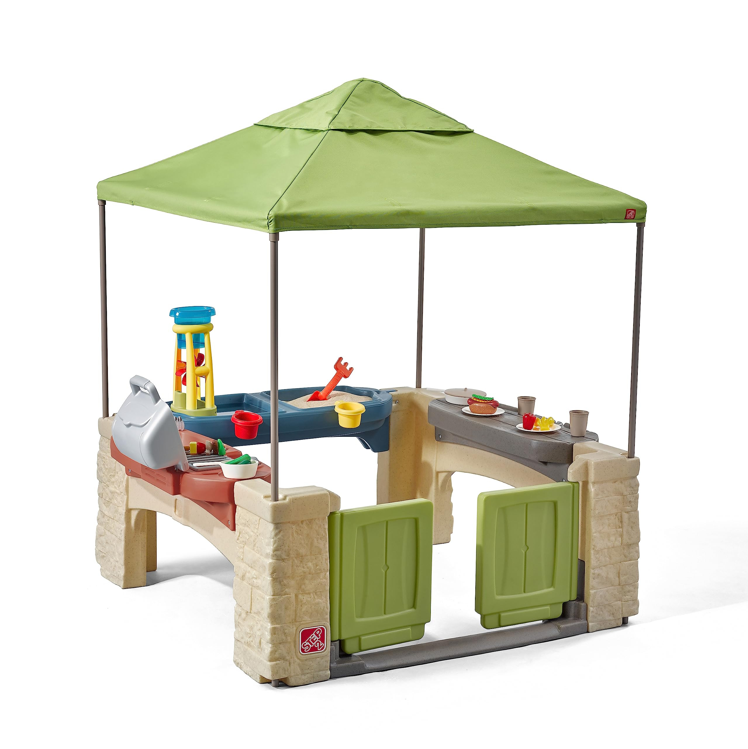 Step2 All Around Playtime Patio with Canopy, Kids Indoor/Outdoor Kitchen Playset & Sensory Playho... | Amazon (US)