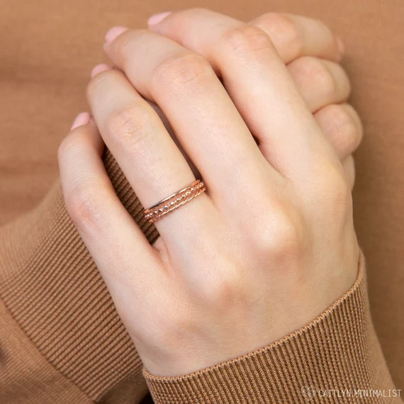 Stacking Ring Set • Ultra Thin Stacking Rings • Twist Ring, Dainty Beaded Ring, Midi Ring •... | Etsy (US)