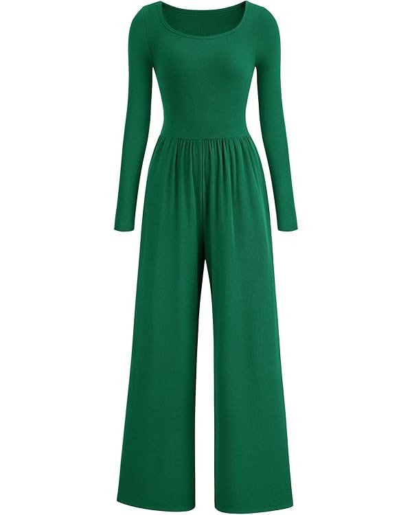 PRETTYGARDEN Fall Jumpsuits for Women Dressy Casual Long Sleeve Wide Leg Pants Rompers One Piece ... | Amazon (US)