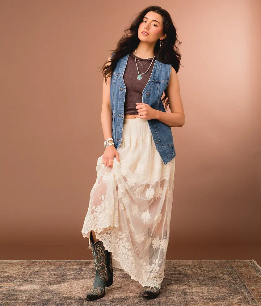 Sheer Lace Maxi Skirt | Buckle