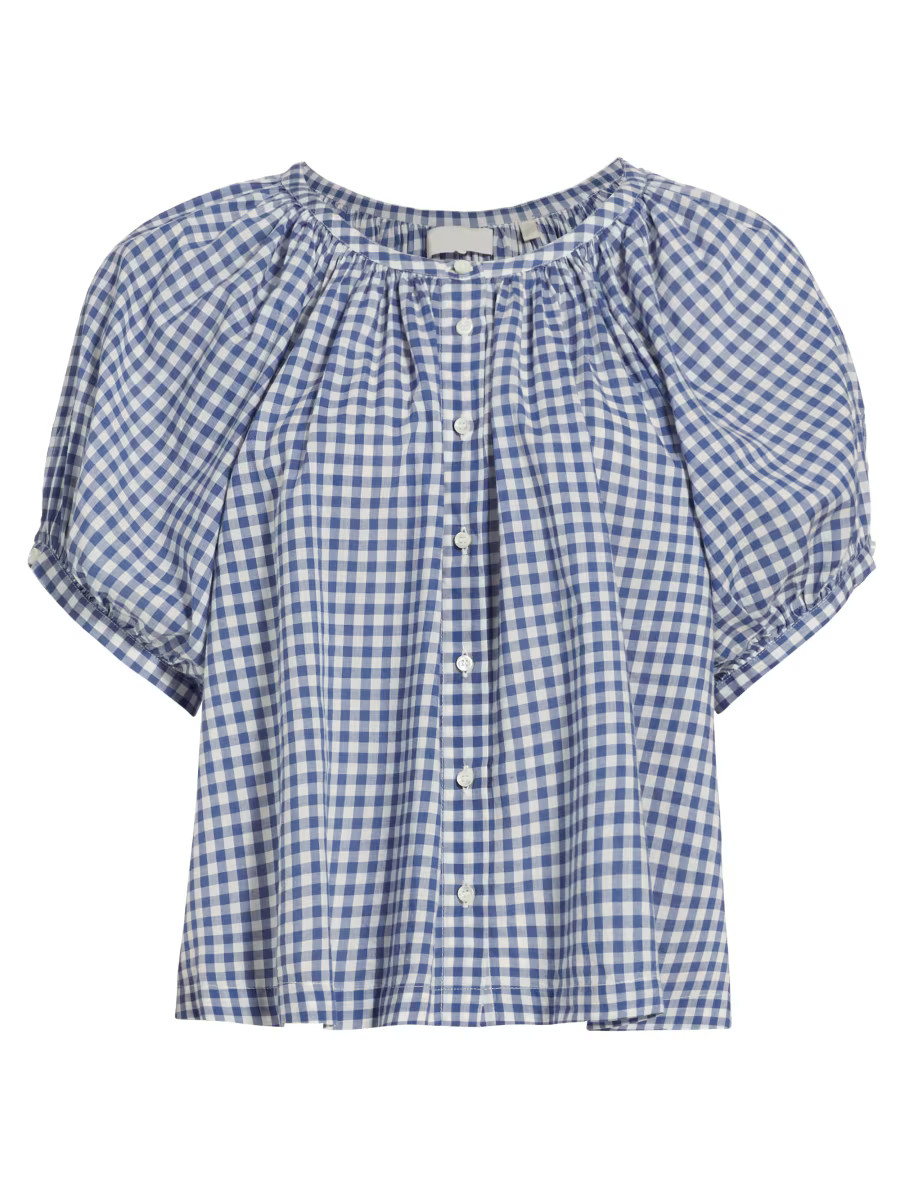 DÔEN June Gingham Puff-Sleeve Top | Saks Fifth Avenue | Saks Fifth Avenue