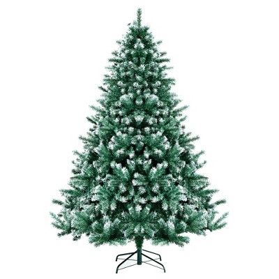 Costway 5ft/6ft/7ft Snowy Hinged Artificial Christmas Tree with 567/1111/1615 Tips & Metal Stand | Target