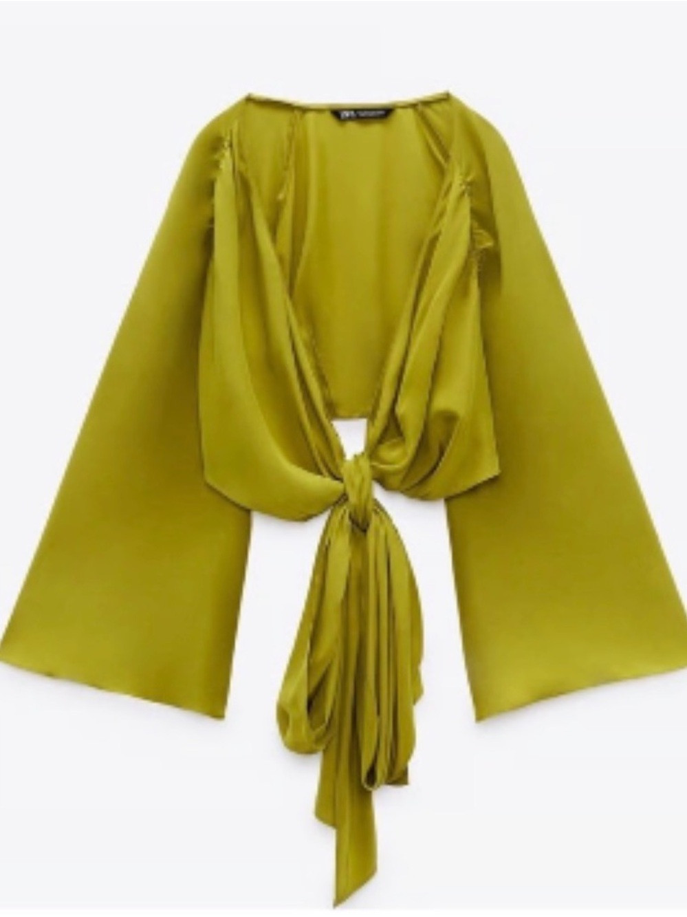 Zara Olive Green Tie-Front Blouse | Poshmark