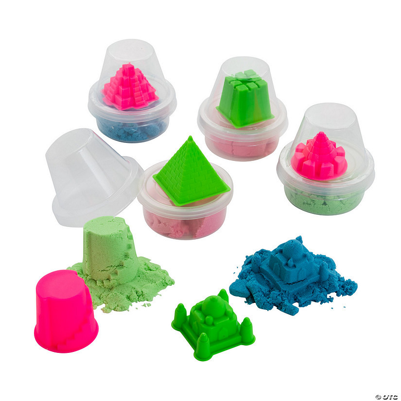 Vibrant Modeling Sand Sets for Kids - 12 Pc. with Colorful Canisters | Oriental Trading Company
