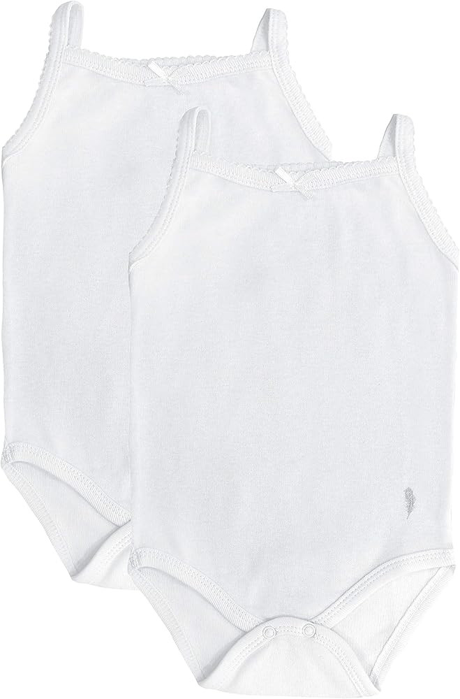 Feathers Baby Girls 100% Cotton Super Soft Camisole Onesie 2-Pack | Amazon (US)