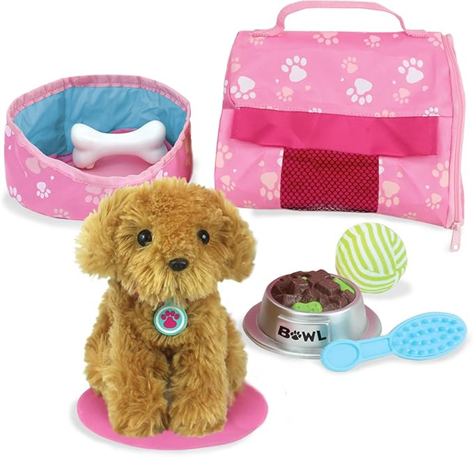 Sophia's Golden Plush Puppy Dog and Accessories Set with Leash, Food Bowl, Brush, Ball, Bone, Bed... | Amazon (US)