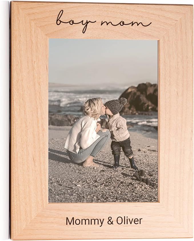 Personalized Boy Mom Picture Frame: Engraved Custom Photo Frame (5" x 7" Portrait), New Mom Gift,... | Amazon (US)