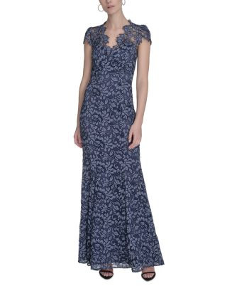 Eliza J Illusion Neck Cap Sleeved Gown | Bloomingdale's Women Dresses Evening & Formal Gowns | Bloomingdale's (AU)