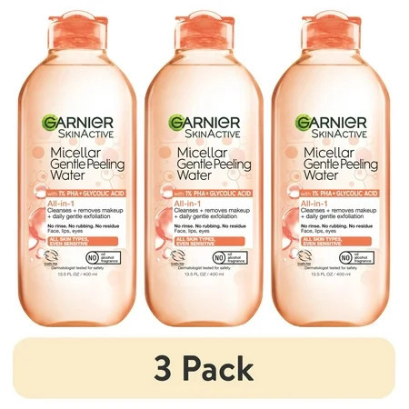 (3 pack) Garnier SkinActive Micellar Gentle Peeling Water Facial Cleanser, 13.5 fl oz | Walmart (US)