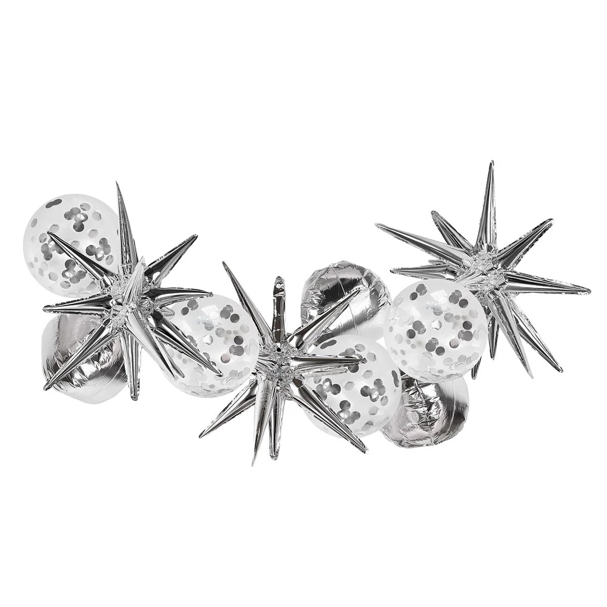 Packed Party "Shining In Silver" Silver Mylar and Confetti Balloon Mixed Balloon Pack, 10 Balloon... | Walmart (US)