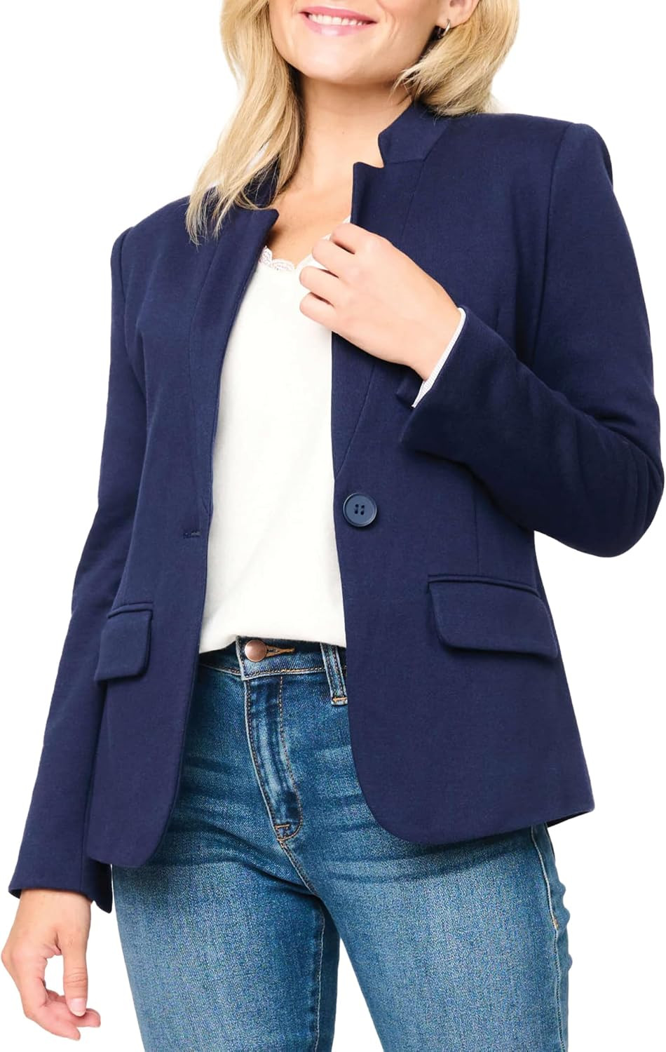 GIBSONLOOK Women Notch Collar Blazer, Open Front Knit Jacket for Office, Business Casual Outfit for Women | Amazon (US)
