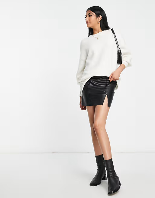 Topshop knitted crew neck sweater in ivory | ASOS (Global)