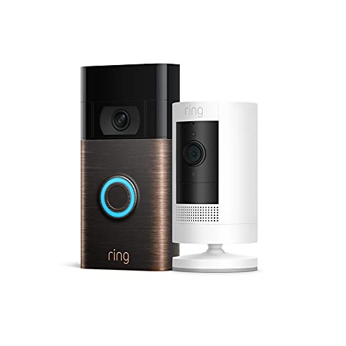 Ring Video Doorbell, Venetian Bronze Bundle with Ring Stick Up Cam Battery, White | Amazon (US)